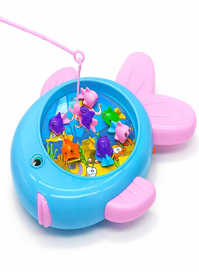 في جراسب لعبة صيد الأسماك المغناطيسية على شكل سمكة من VGRASSP للأطفال، مع صنارة صيد و5 أسماك ملونة - هدية تعليمية داخلية وخارجية للأطفال الصغار مع أضواء وموسيقى - اللون حسب المتوفر - Image 1